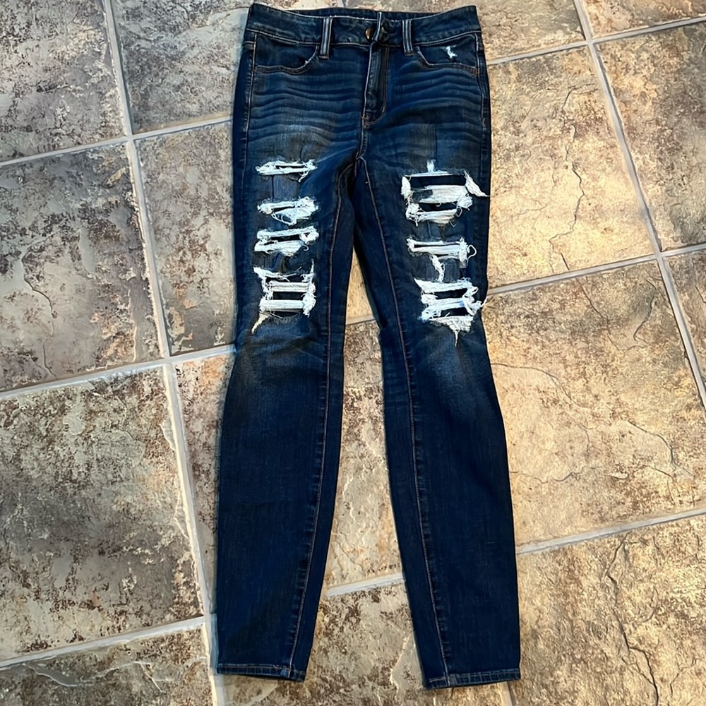 American Eagle blue hi-rise jeggings- size 4